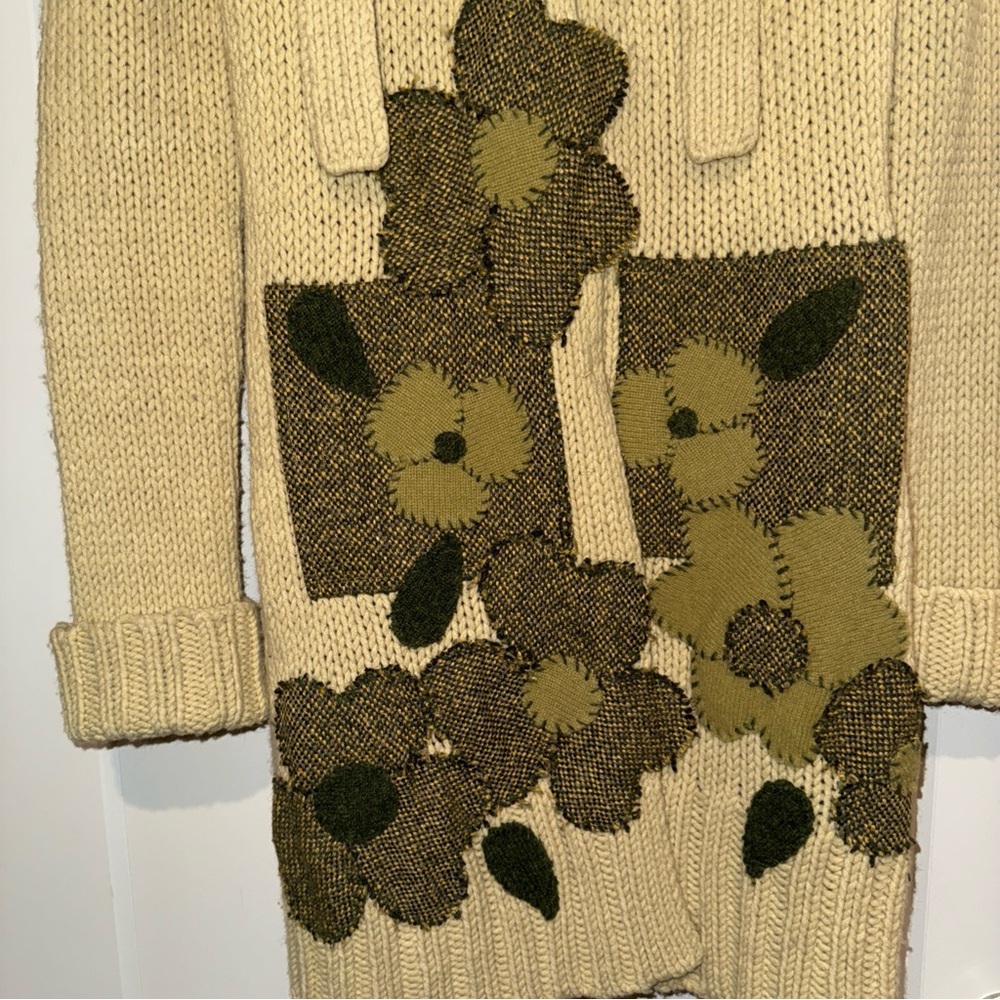 Floral Knit Cardigan - Cream and Green - Picture 6 of 8